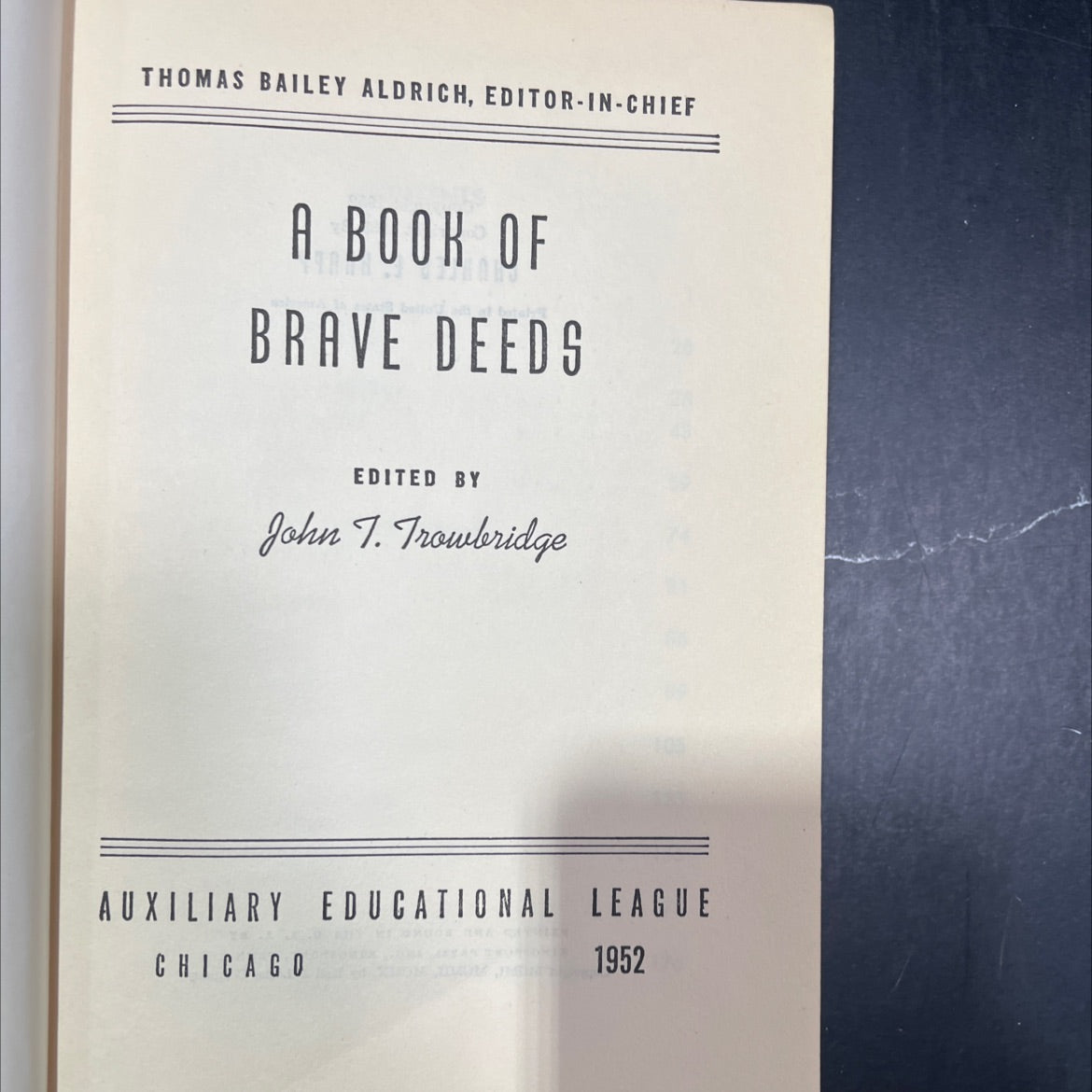 a book of brave deeds book, by John T. Trowbridge, 1952 Hardcover image 2