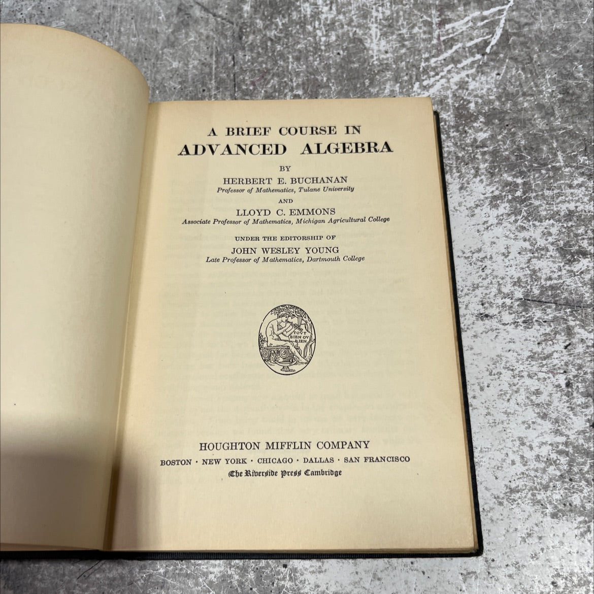a brief course in advanced algebra book, by herbert e. buchanan, lloyd c. emmons, 1937 Hardcover image 2