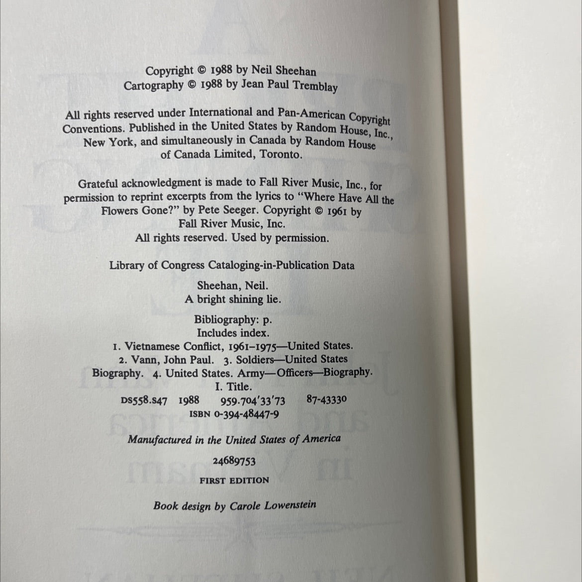 a bright shining lie john paul vann and america in vietnam book, by neil sheehan, 1988 Hardcover image 3