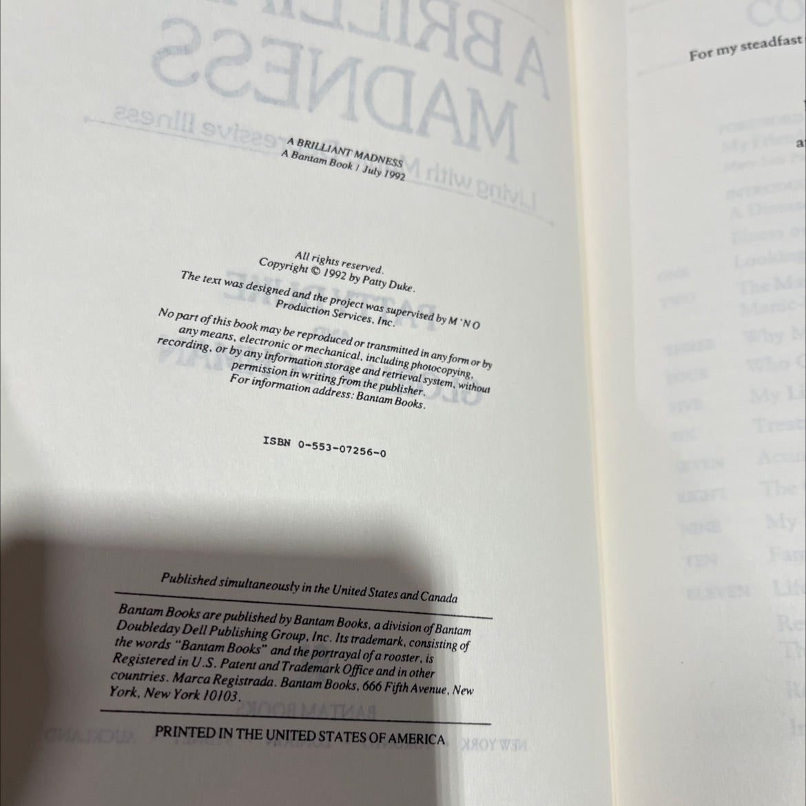 a brilliant madness living with manic-depressive illness book, by patty duke, 1992 Hardcover image 3
