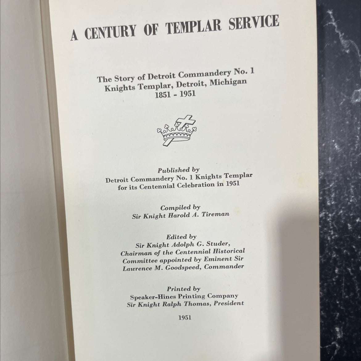 a century of templar service the story of detroit commandery no. 1 knights templar detroit michigan 1851-1951 book, by image 2
