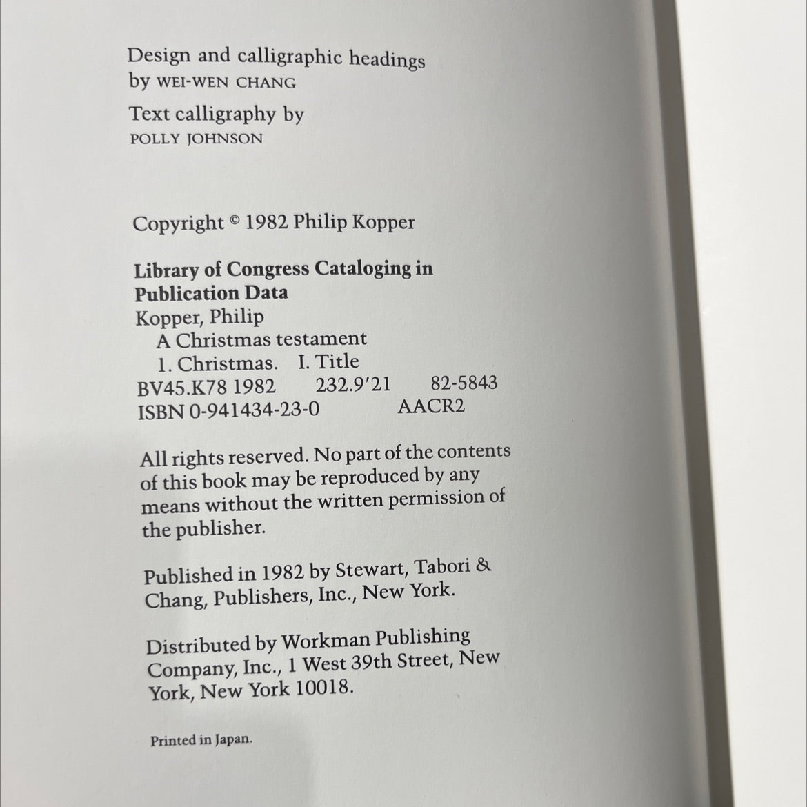 a christmas testament book, by philip kopper, 1982 Hardcover image 3