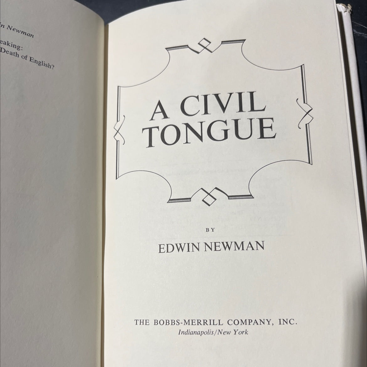 a civil tongue book, by edwin newman, 1976 Hardcover image 2