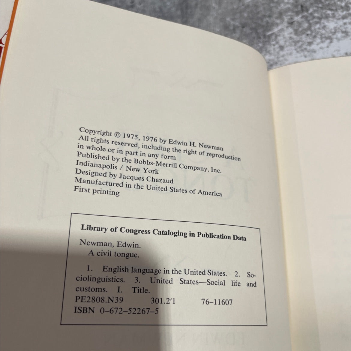 a civil tongue book, by Edwin Newman, 1976 Hardcover image 3