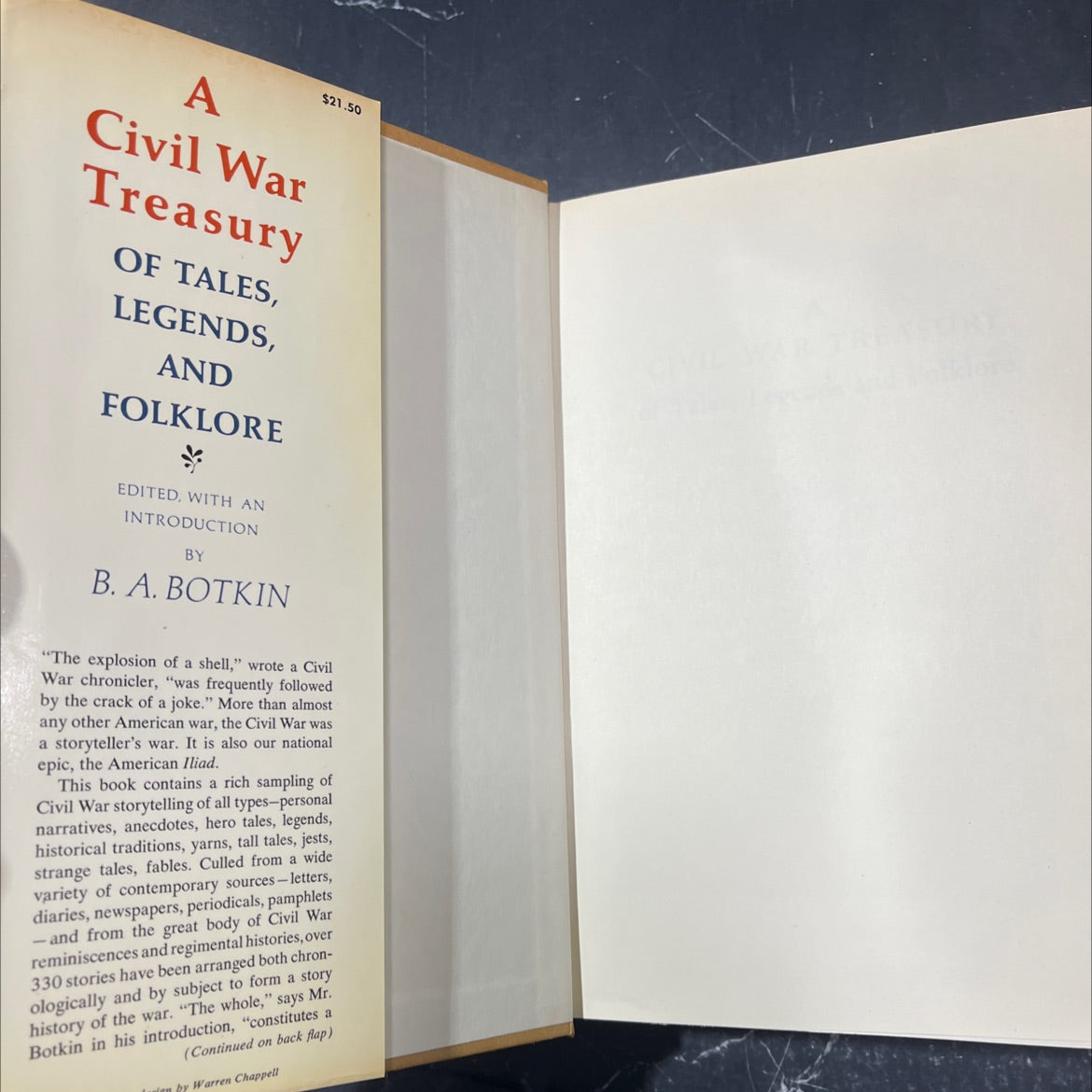 a civil war treasury of tales, legends and folklore book, by b. a. botkin, 1960 Hardcover image 4