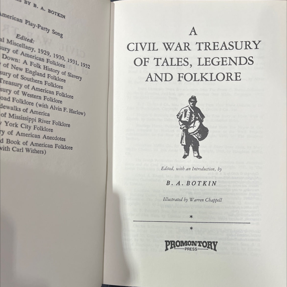 a civil war treasury of tales, legends and folklore book, by b. a. botkin, 1960 Hardcover image 2