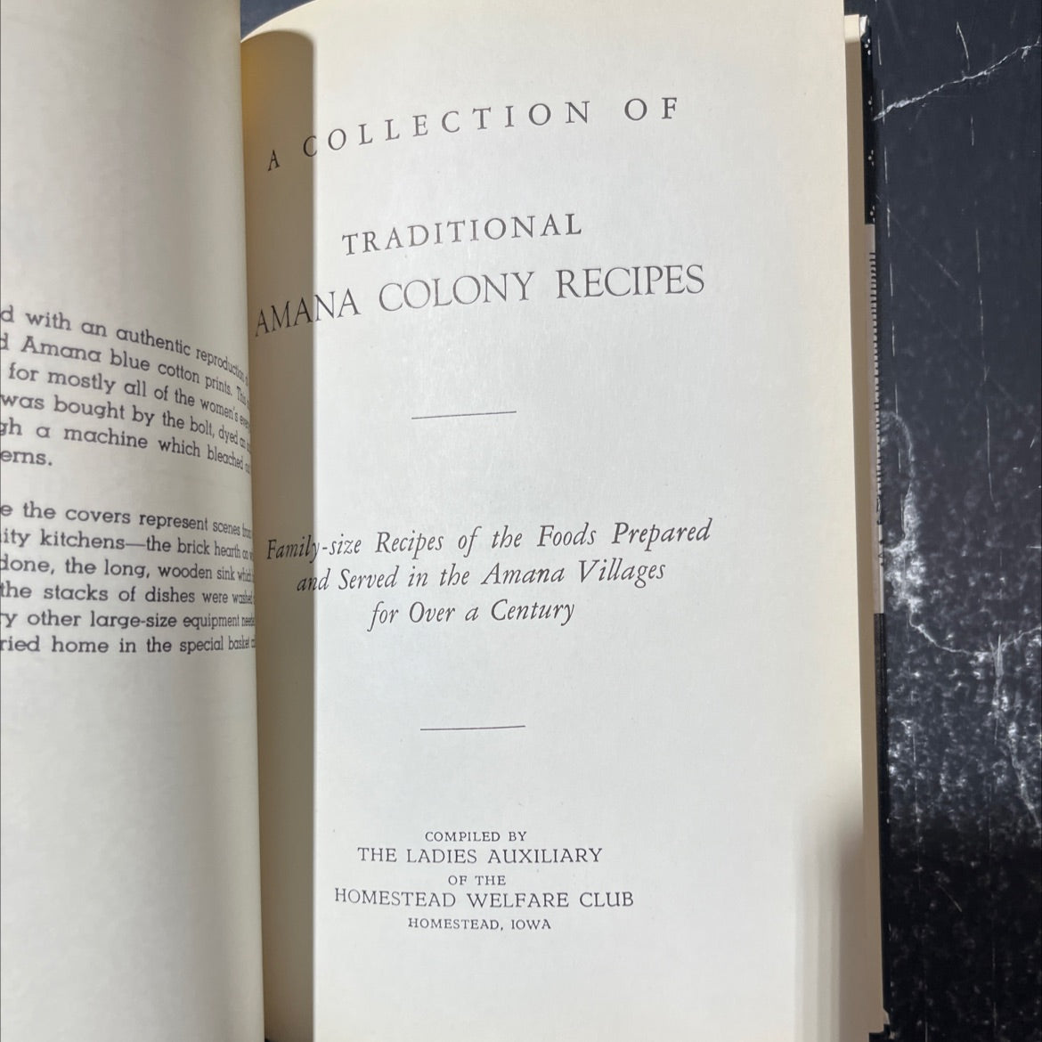 a collection of traditional amana colony recipes book, by ladies auxiliary of the homestead welfare club, 1976 Hardcover image 2