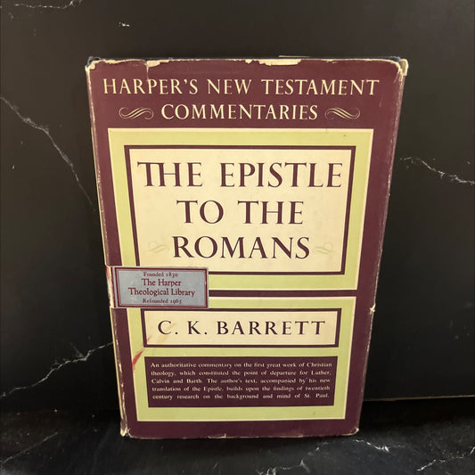 a commentary on the epistle to the romans book, by c. k. barrett, 1957 Hardcover image 1