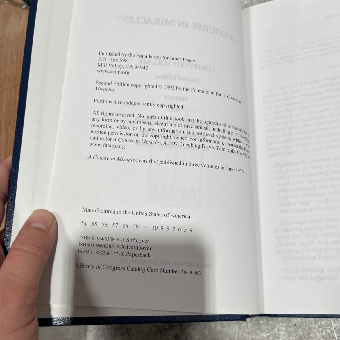 a course in miracles combined volume book, by unknown, 1992 Hardcover image 3