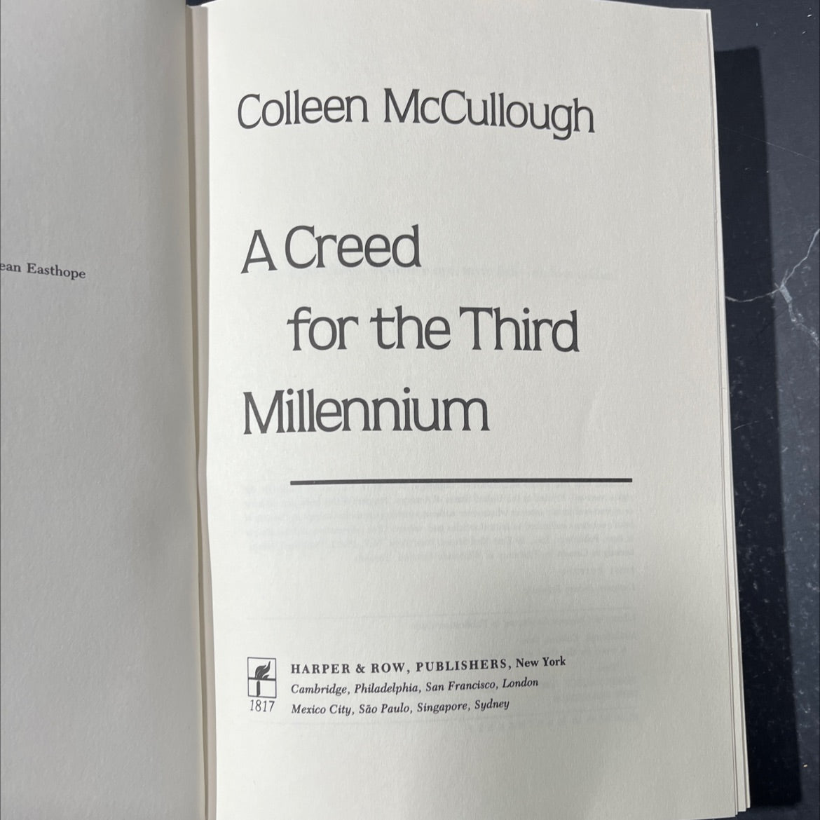 a creed for the third millennium book, by colleen mccullough, 1985 Hardcover image 2