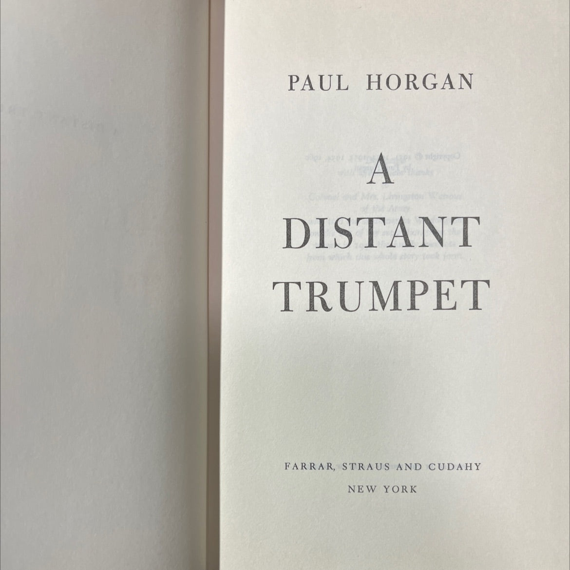 a distant trumpet book, by paul horgan, 1960 Hardcover image 2
