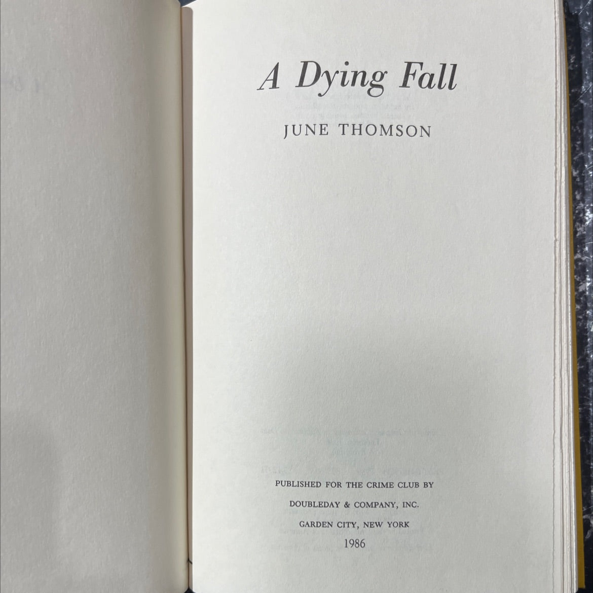 a dying fall book, by june thomson, 1986 Hardcover image 2