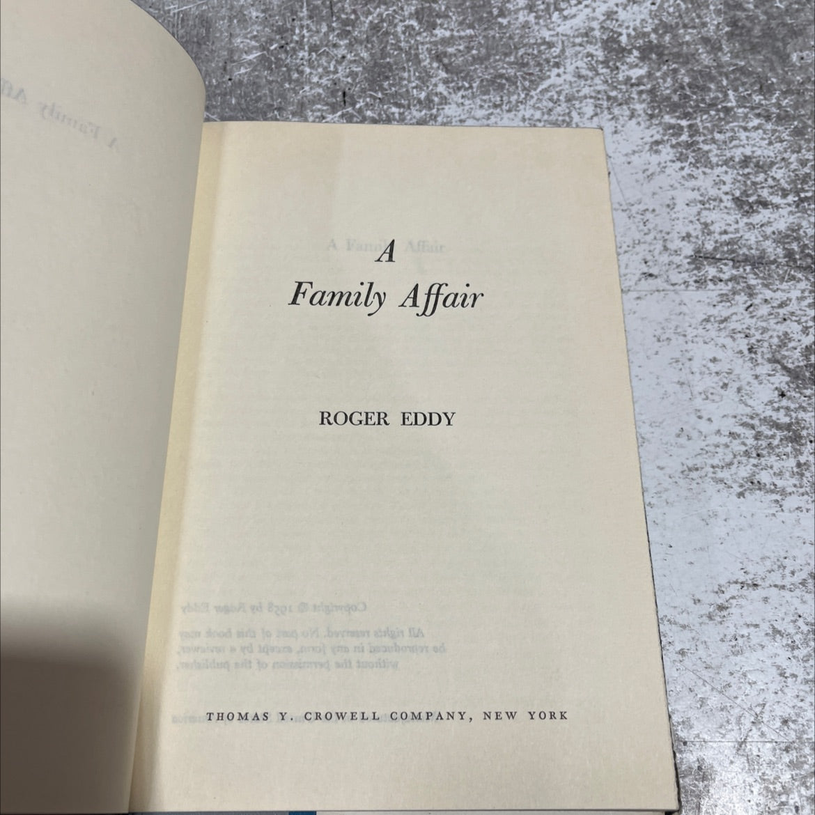 a family affair book, by roger eddy, 1958 Hardcover image 2