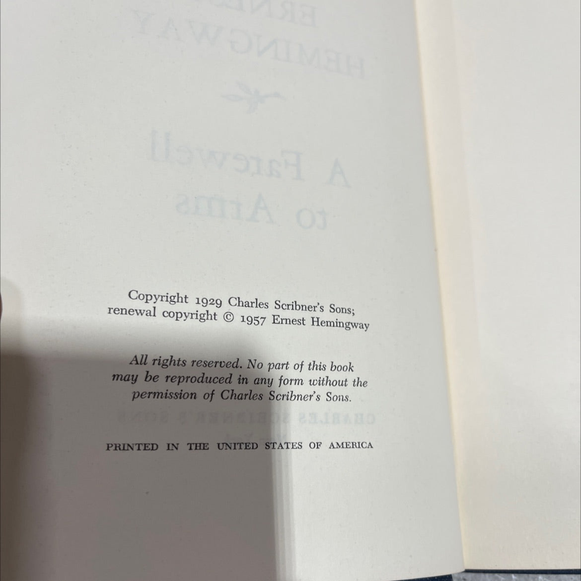 a farewell to arms book, by ernest hemingway, 1957 Hardcover image 3