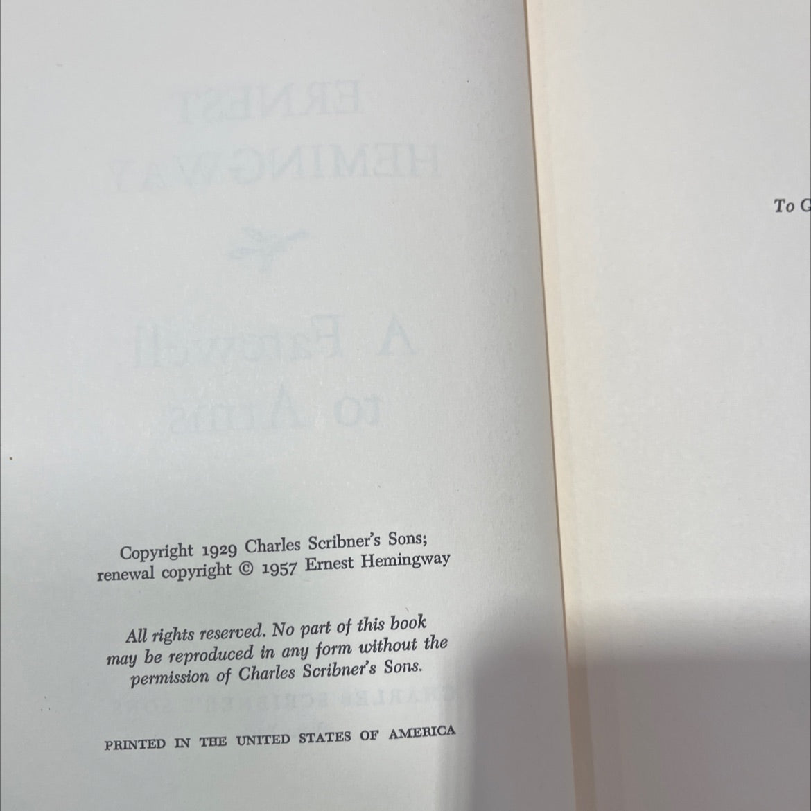 a farewell to arms book, by ernest hemingway, 1957 Hardcover image 3