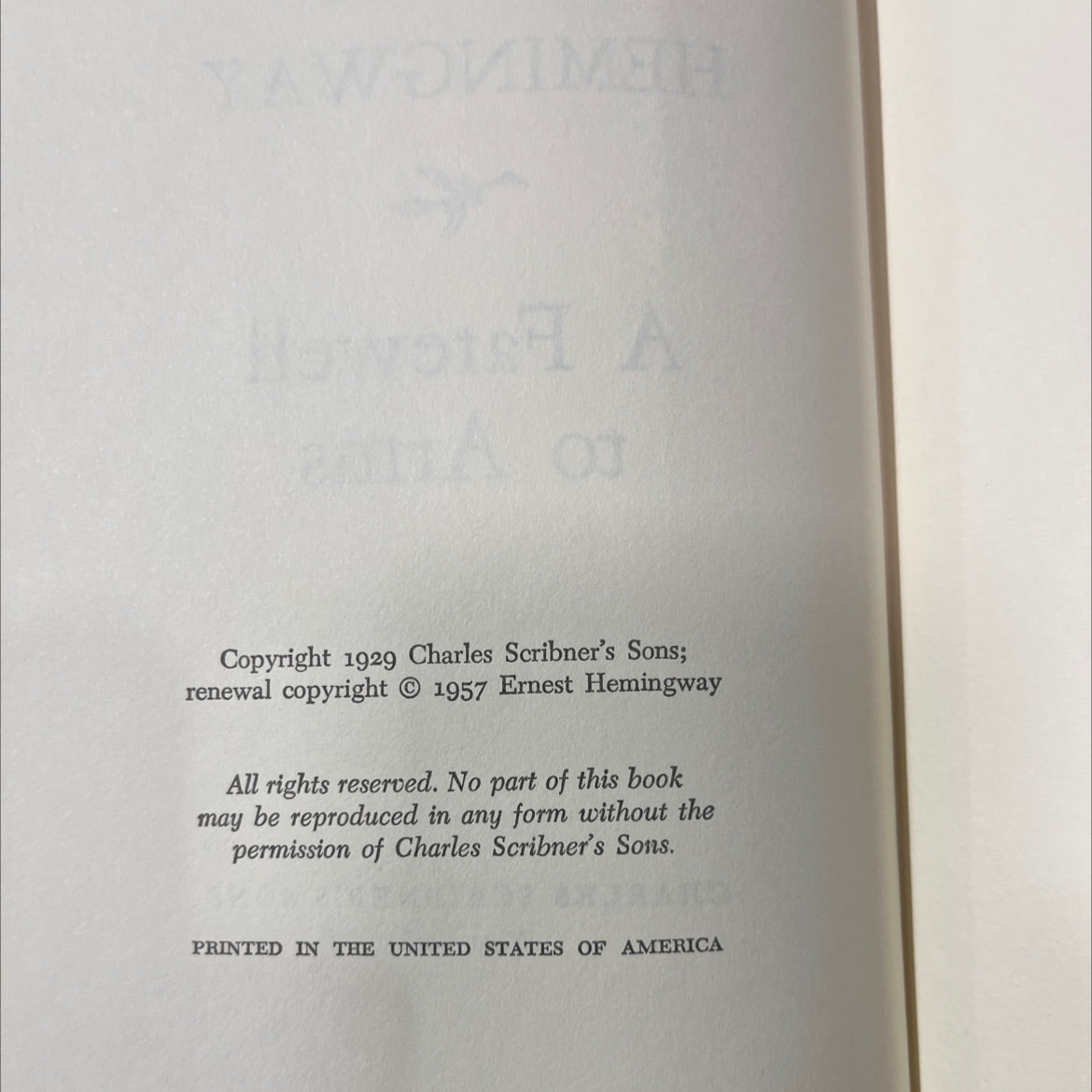 a farewell to arms book, by ernest hemingway, 1957 Hardcover image 3