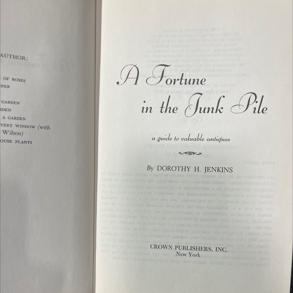 a fortune in the junk pile a guide to valuable antiques book, by dorothy h. jenkins, 1975 Hardcover image 2