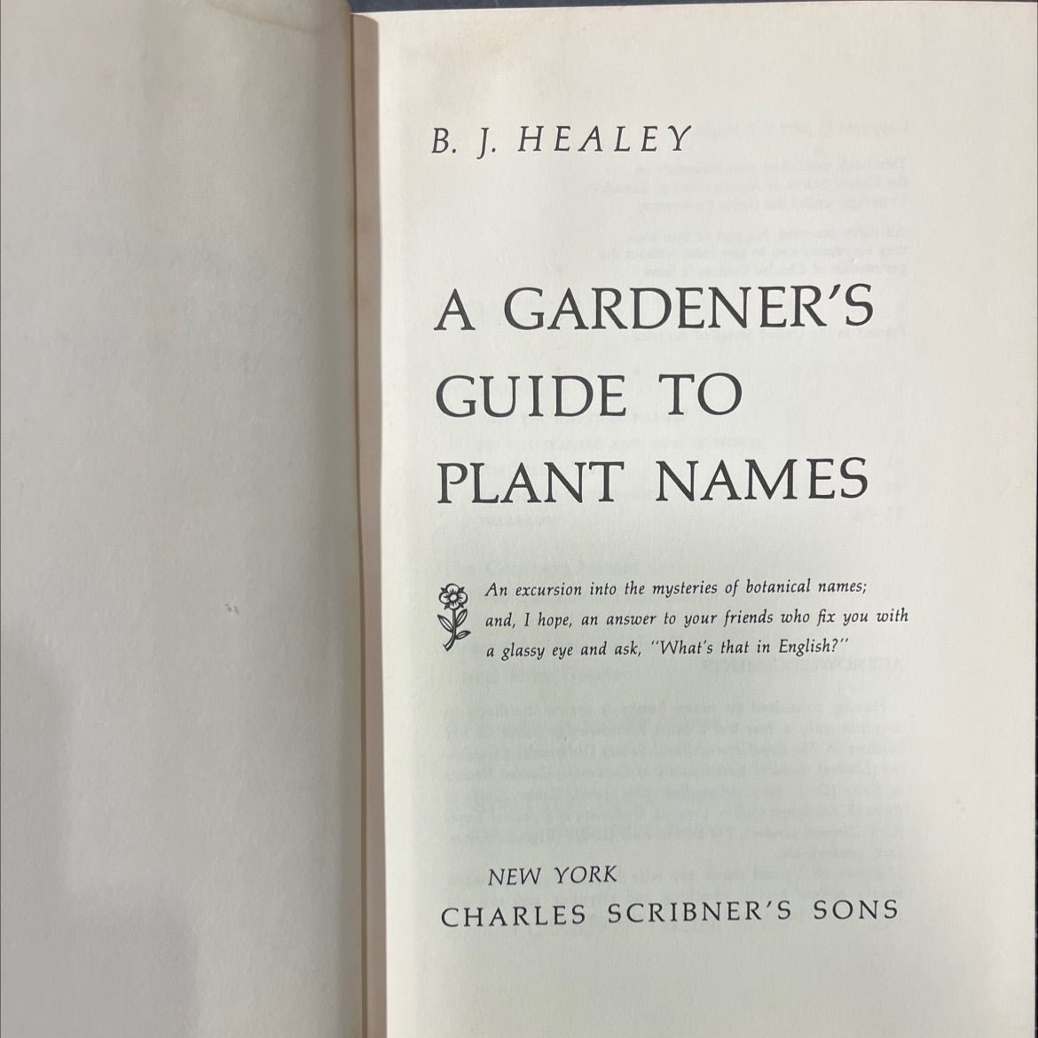 a gardener's guide to plant names book, by b. j. healey, 1972 Hardcover image 2