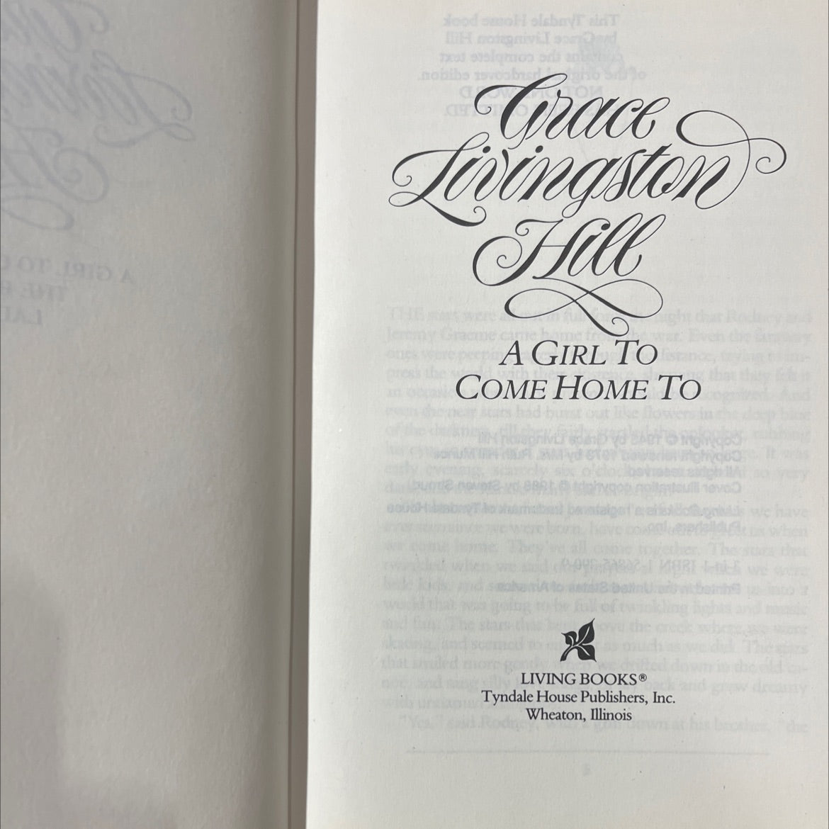 a girl to come home to book, by grace livingston hill, 1973 Hardcover image 2
