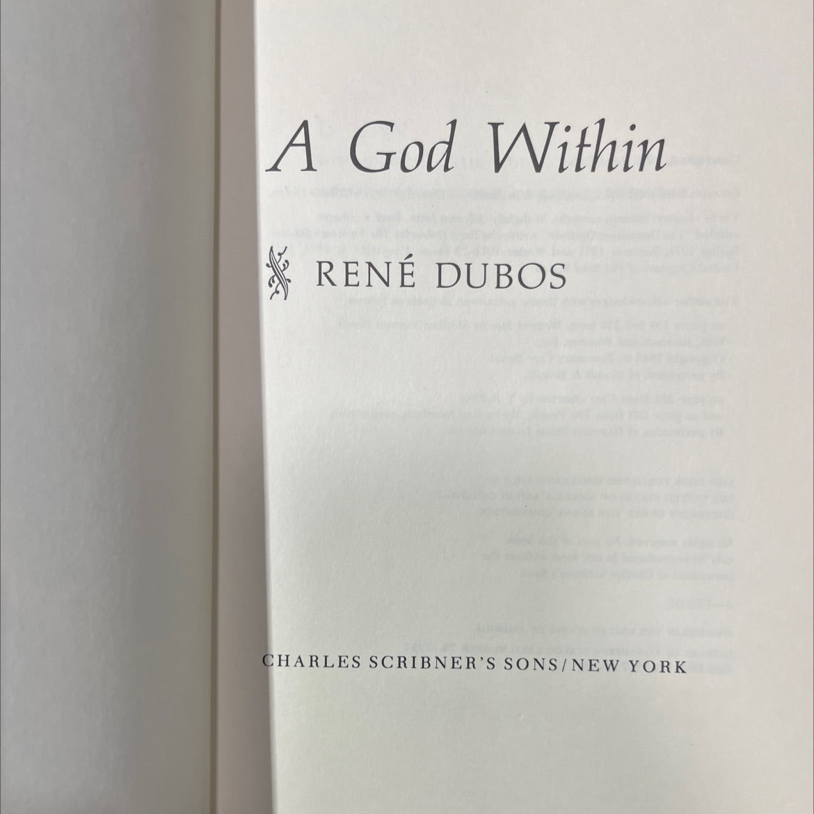 a god within book, by rené dubos, 1972 Hardcover image 2