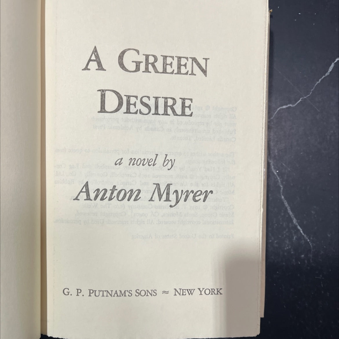 a green mon aloup of desire book, by Anton Myrer, 1981 Hardcover image 2