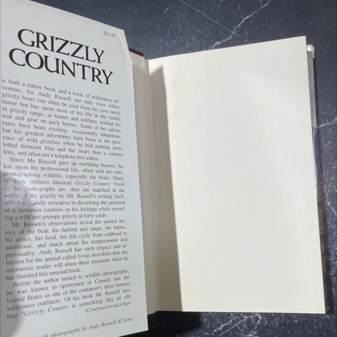 a grizzly country book, by andy russell, 1986 Hardcover image 4