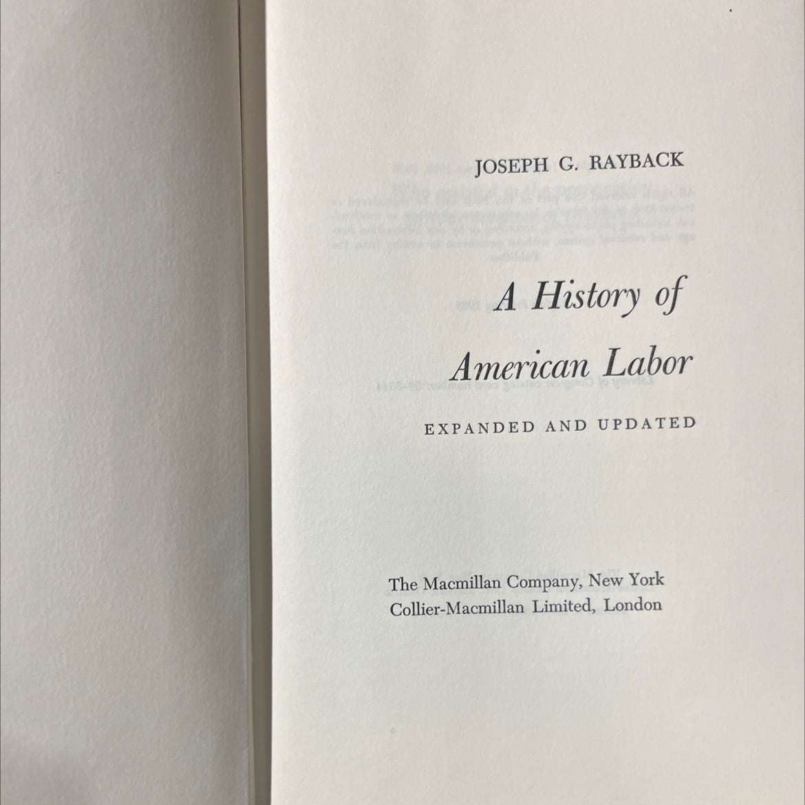a history of american labor book, by joseph g. rayback, 1968 Hardcover image 2