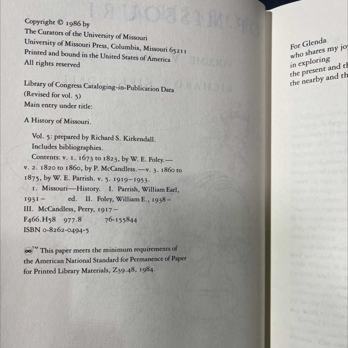 a history of missouri volume v 1919 to 1953 book, by richard s. kirkendall, 1986 Hardcover image 3