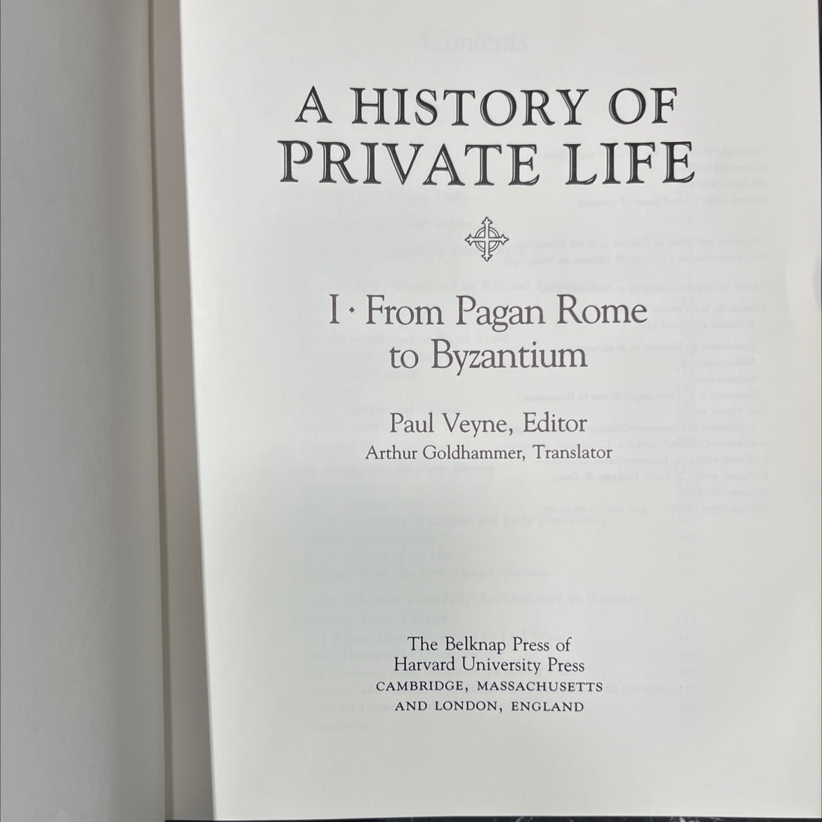 a history of private life i from pagan rome to byzantium book, by Paul Veyne, 1987 Hardcover image 2