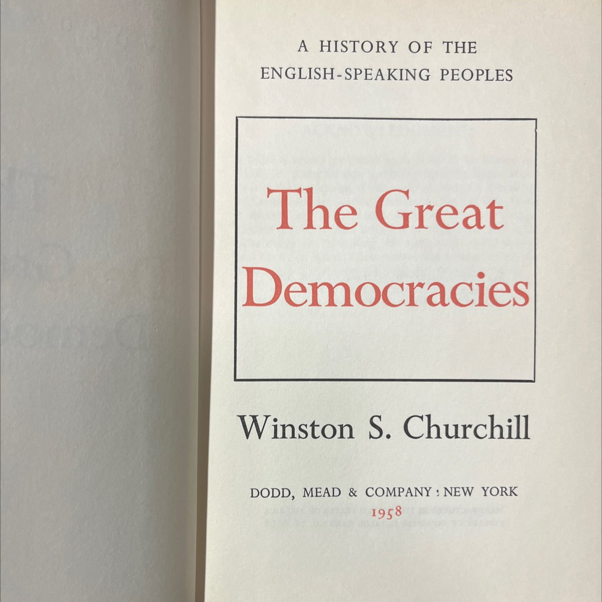 a history of the english-speaking peoples the great democracies book, by winston s. churchill, 1958 Hardcover image 2