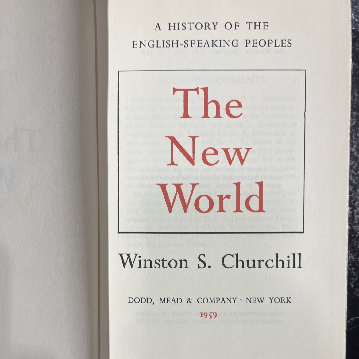 a history of the english-speaking peoples the new world book, by winston s. churchill, 1959 Hardcover image 2