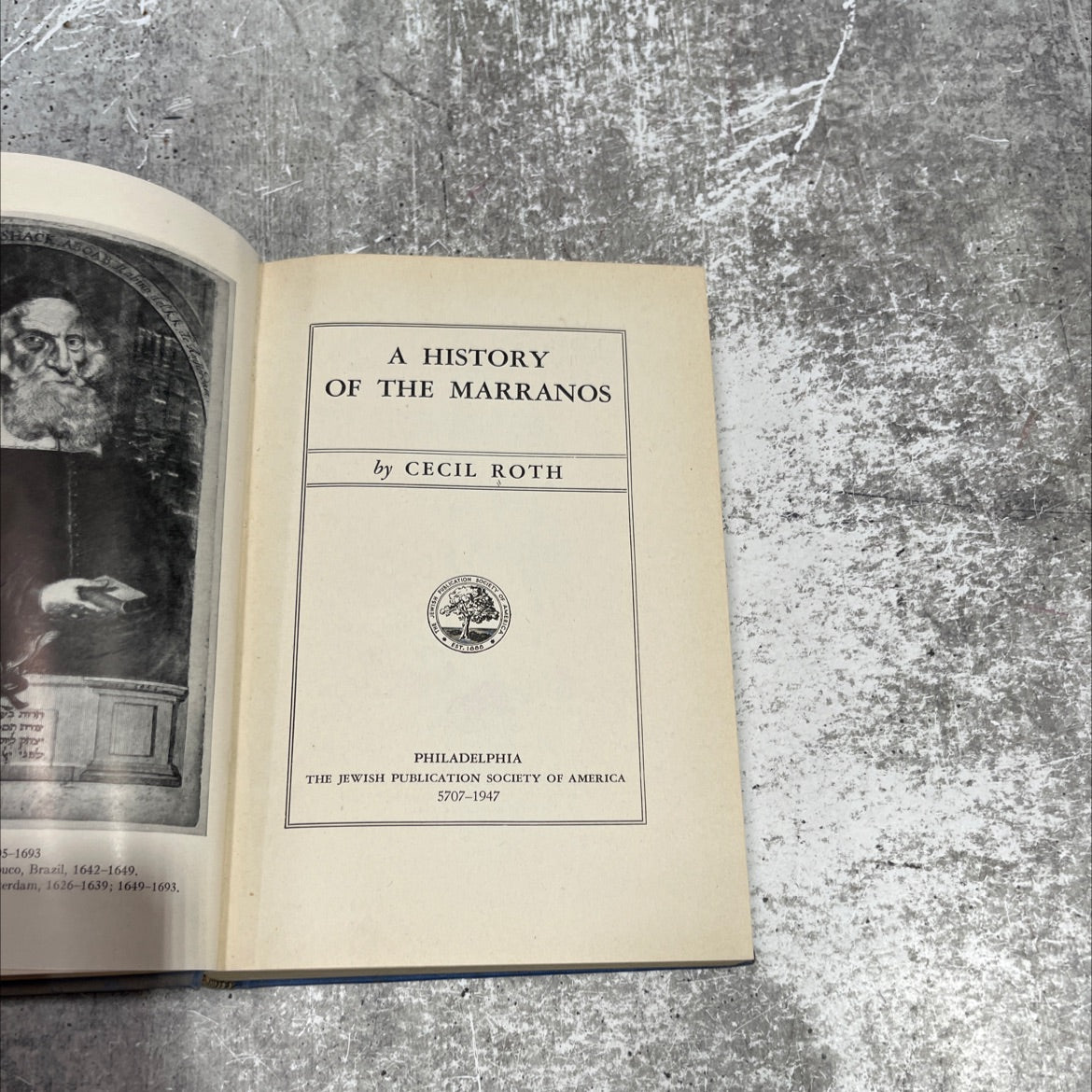 a history of the marranos book, by cecil roth, 1947 Hardcover image 2