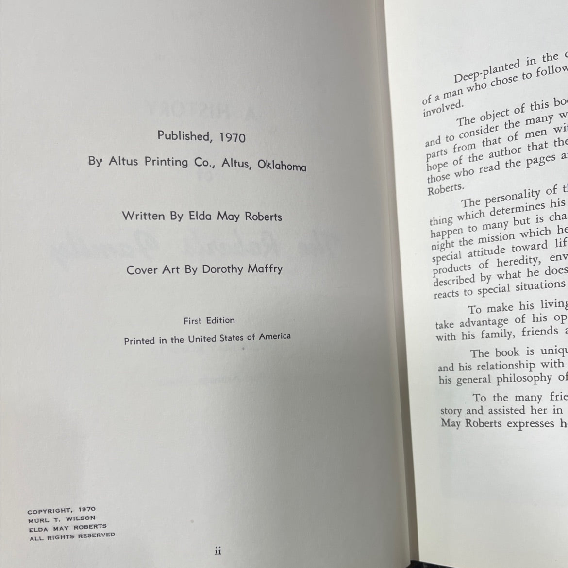 a history of the roberts family book, by elda may roberts, 1970 Hardcover image 3