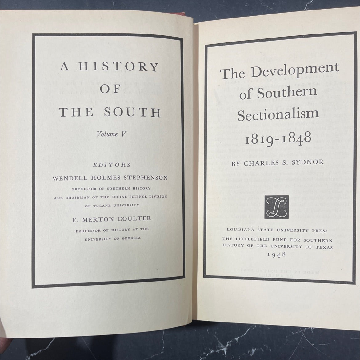 a history of the south volume v the development of southern sectionalism 1819-1848 book, by charles s. sydnor, 1948 image 2