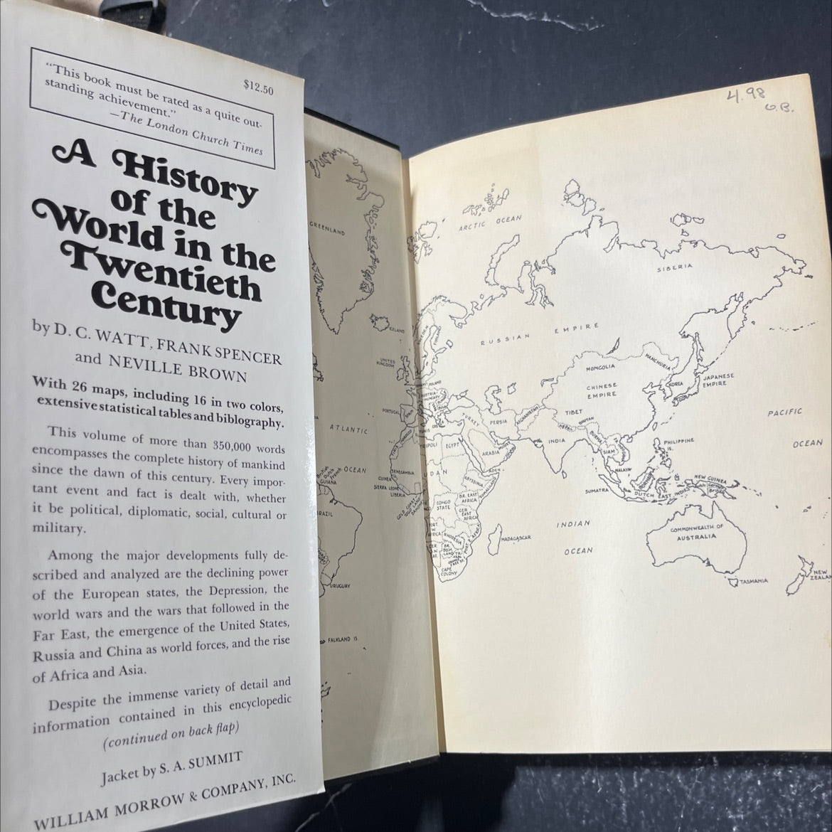 a history of the world in the twentieth century book, by d. c. watt, frank spencer, neville brown, 1968 Hardcover image 4