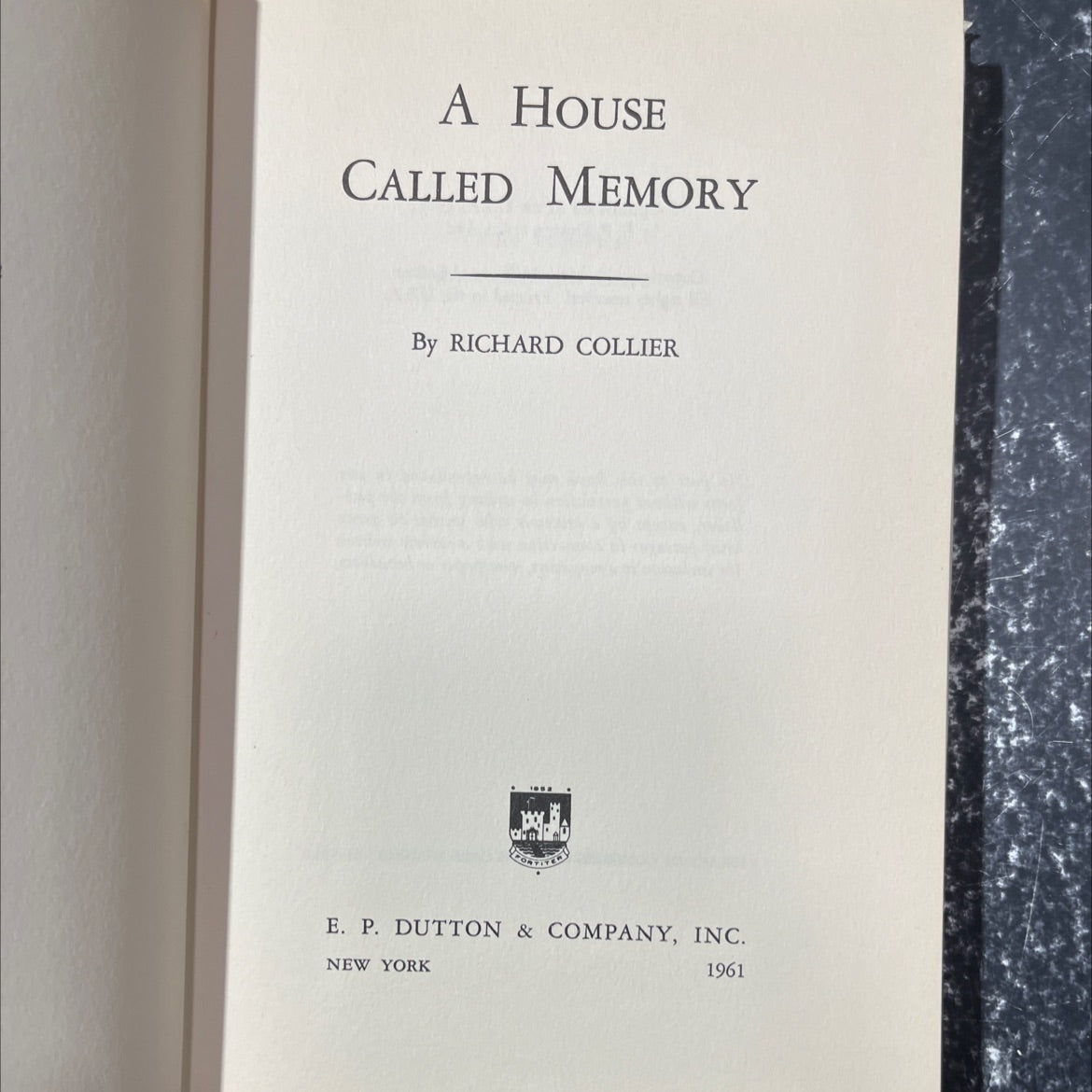 a house called memory book, by richard collier, 1961 Hardcover image 2
