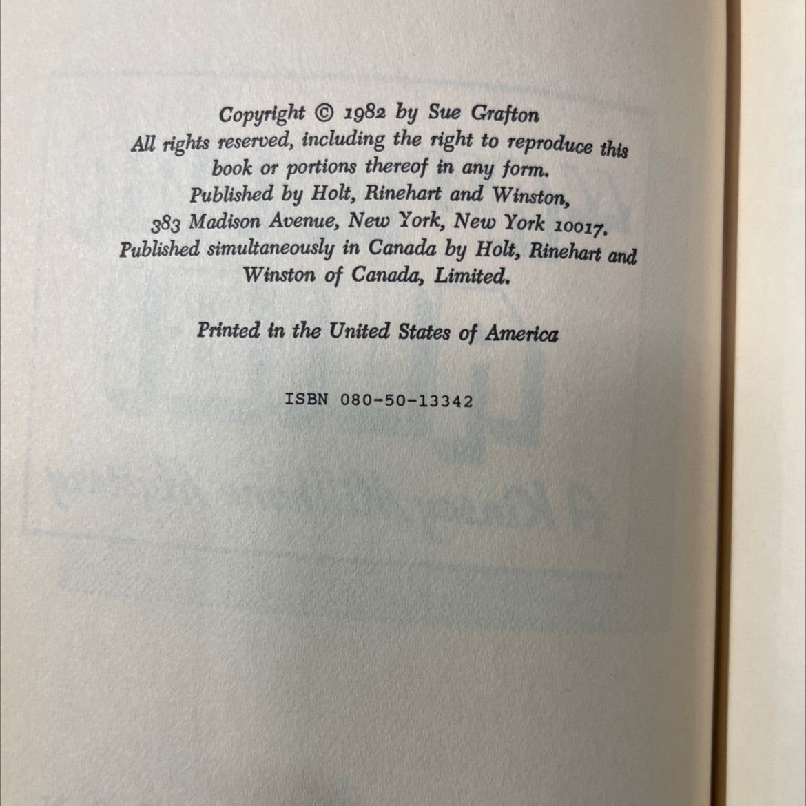 a is for alibi book, by sue grafton, 1982 Hardcover image 3