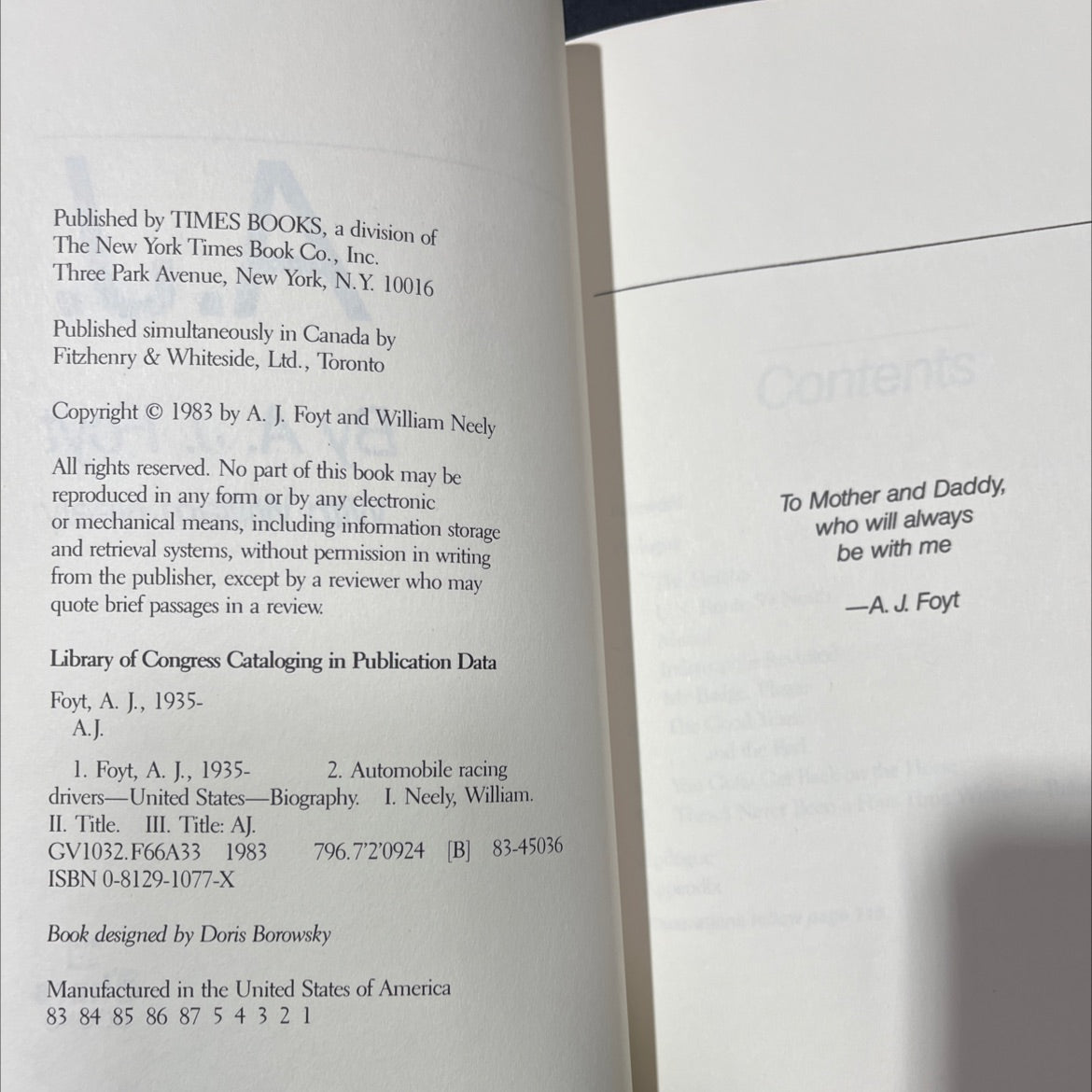 a.j. book, by A. J. Foyt, 1983 Hardcover image 3