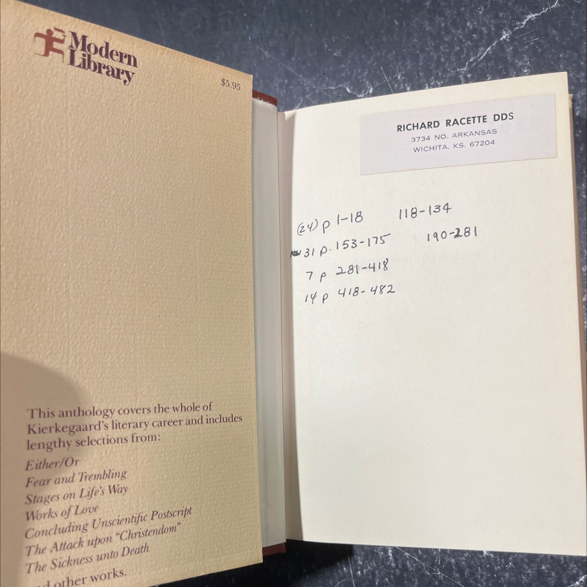 a kierkegaard anthology book, by robert bretall, 1946 Hardcover image 4