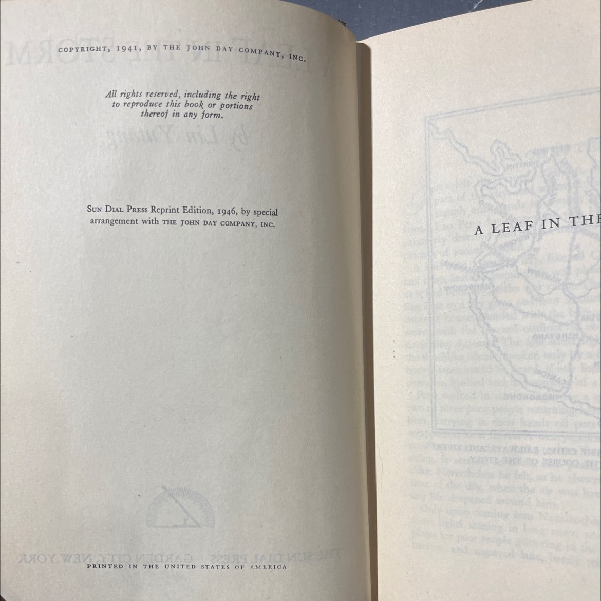 a leaf in the storm book, by lin yutang, 1946 Hardcover image 3