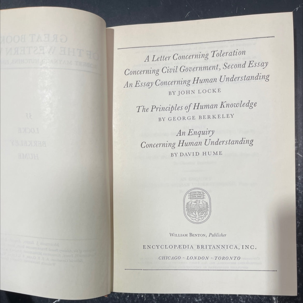 a letter concerning toleration, concerning civil government, second essay, an essay concerning human understanding, the image 2