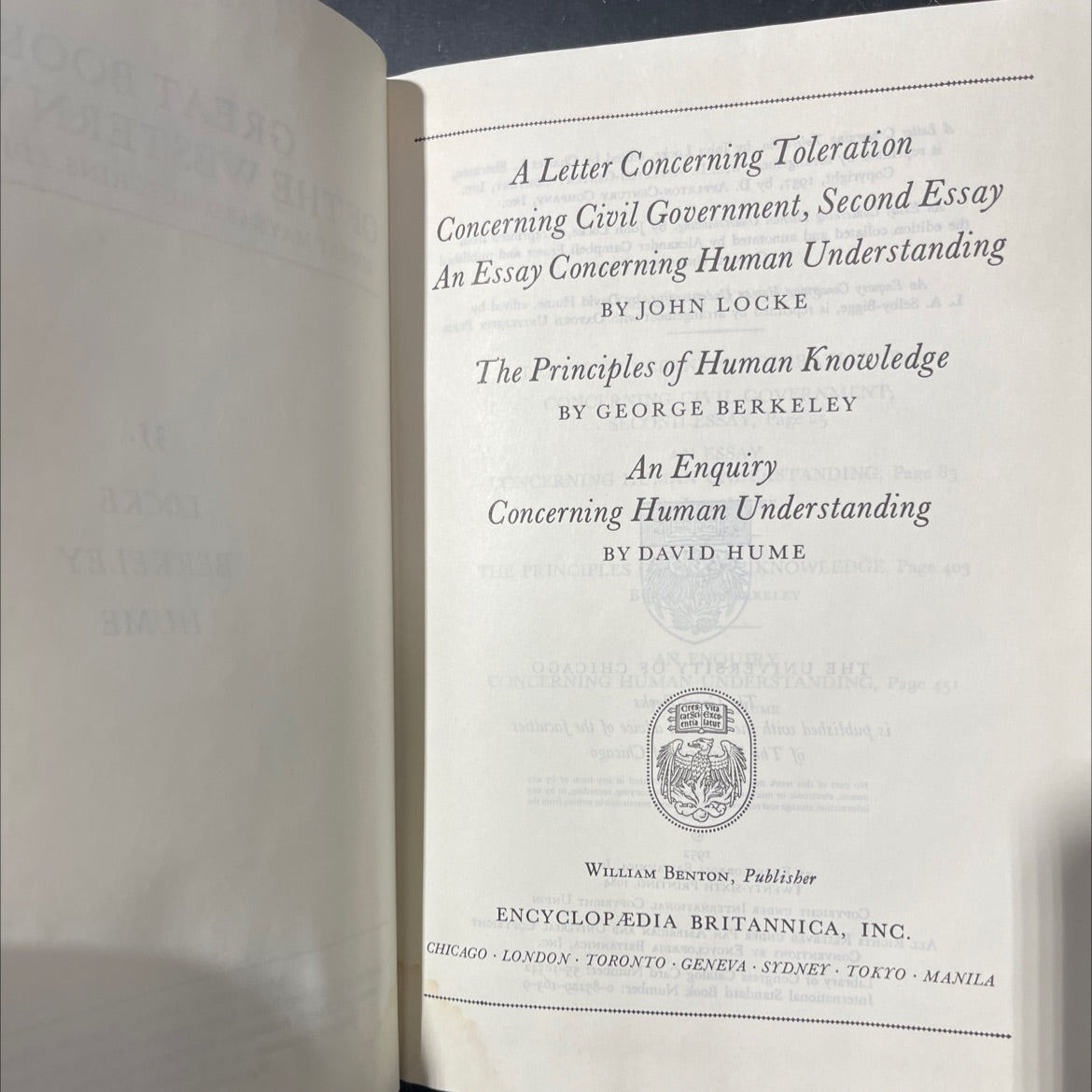 a letter concerning toleration, concerning civil government, second essay, an essay concerning human understanding, the image 2