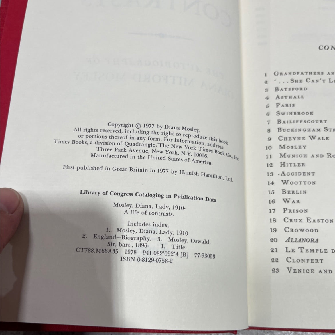 a life of contrasts book, by Diana Mosley, 1977 Hardcover image 3