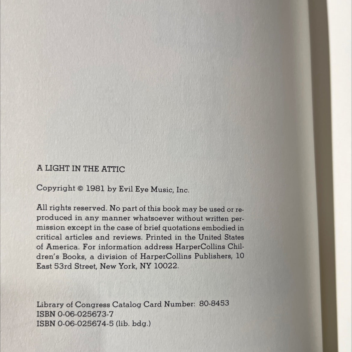 a light in the attic book, by shel silverstein, 1981 Hardcover image 3