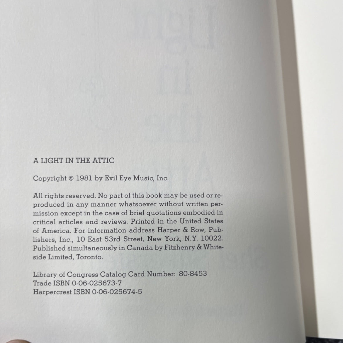 a light in the attic book, by shel silverstein, 1981 Hardcover image 3