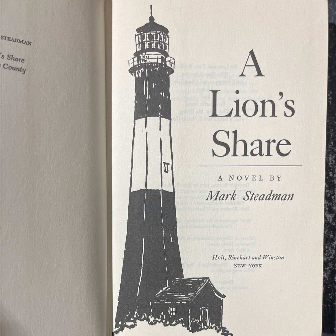 a lion's share book, by Mark Steadman, 1975 Hardcover image 2