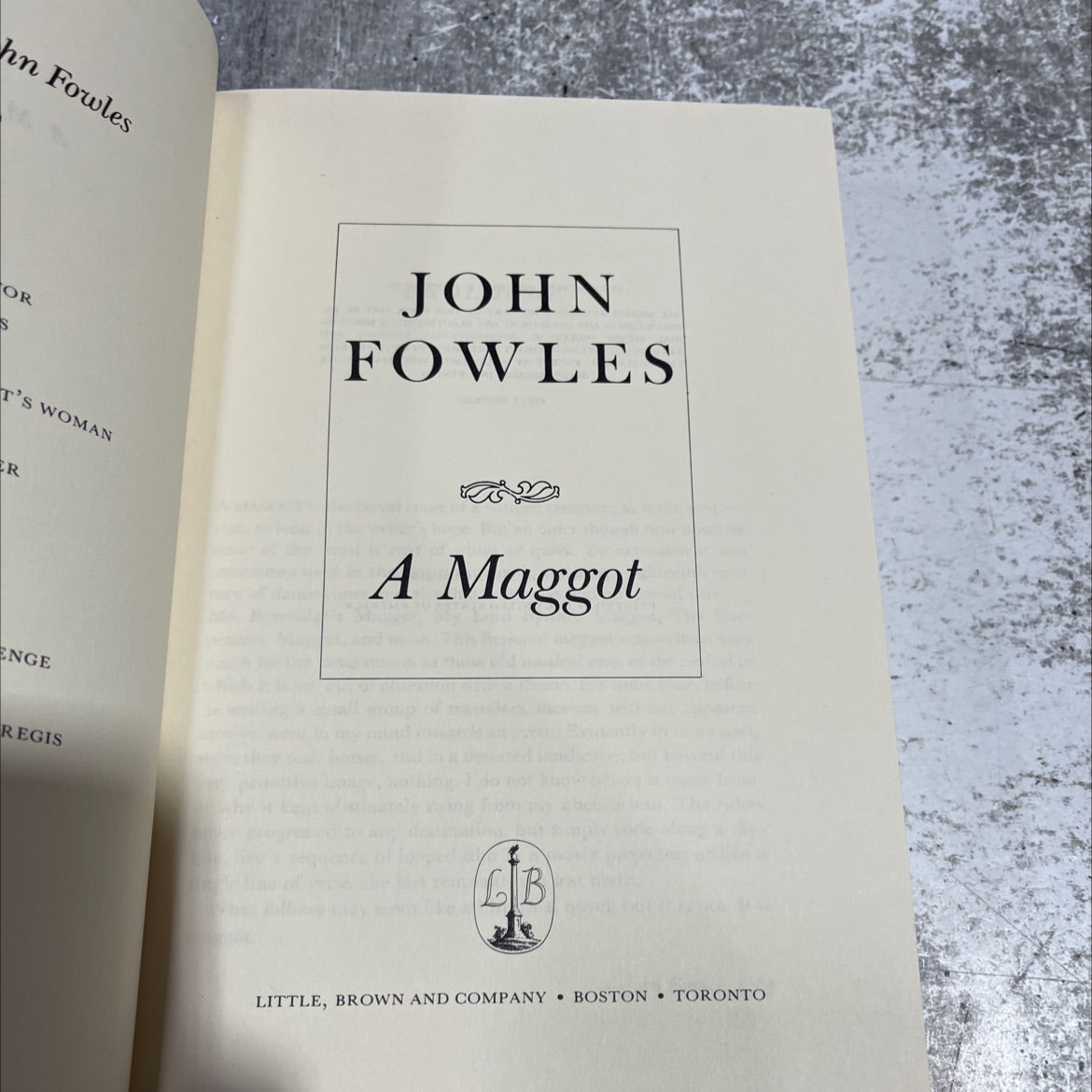 a maggot book, by john fowles, 1985 Hardcover image 2