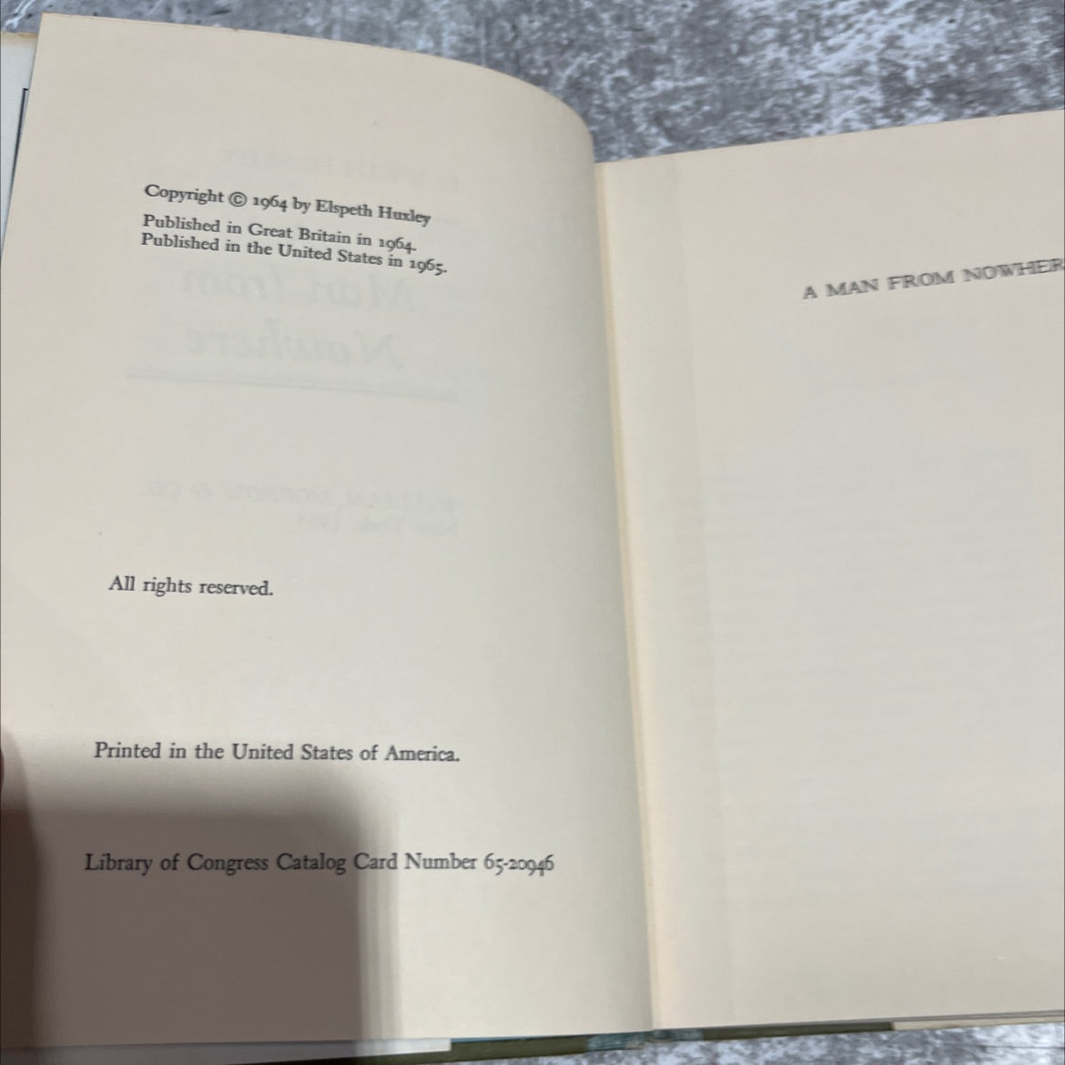 a man from nowhere book, by elspeth huxley, 1965 Hardcover image 3