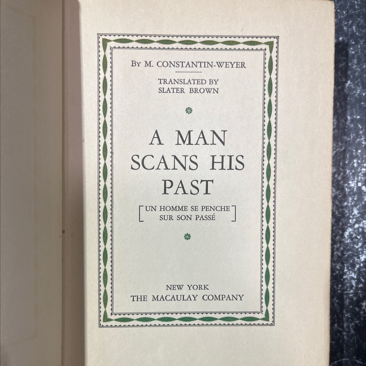 a man scans his past book, by m. constantin-weyer, 1929 Hardcover image 2