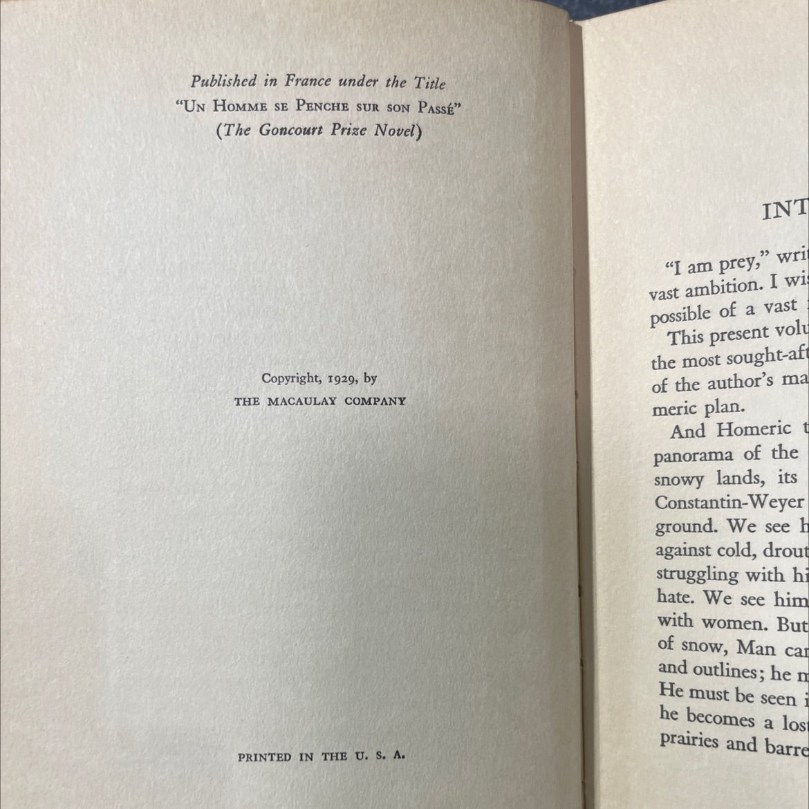 a man scans his past book, by m. constantin-weyer, 1929 Hardcover image 3